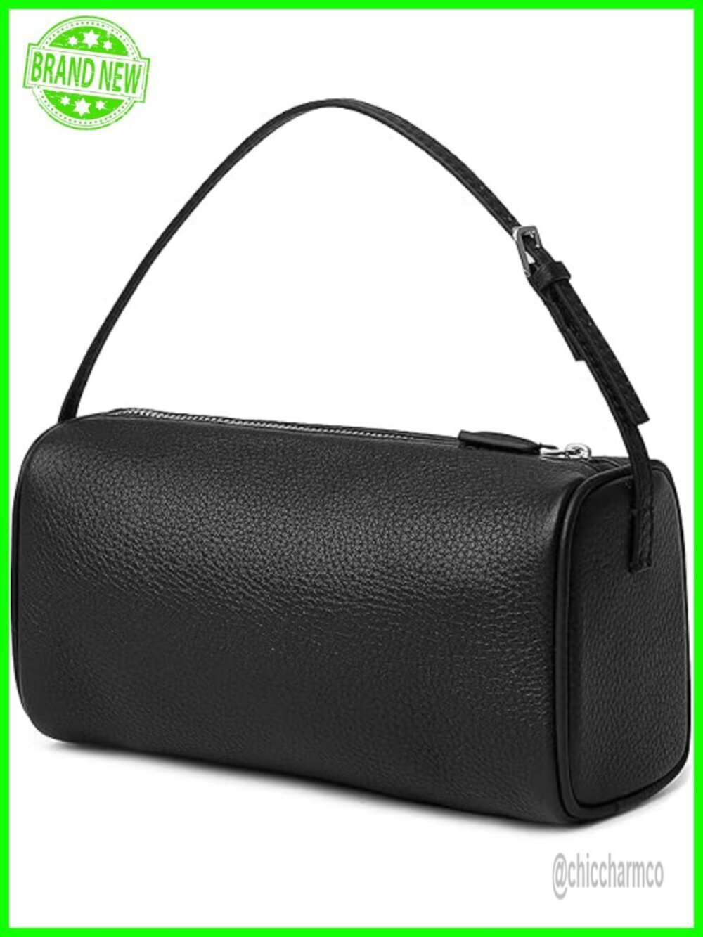 Genuine Leather Mini Barrel Boston Hobo Crossbody Bag with Two Straps
